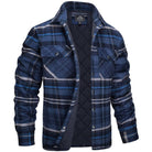 veste homme col chemise carreaux matelassée en bleu marine