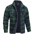 veste homme col chemise carreaux matelassée en vert