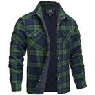 veste homme col chemise carreaux matelassée en vert