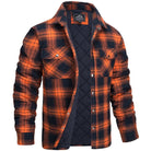 veste homme col chemise carreaux matelassée en orange