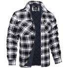 veste homme col chemise carreaux matelassée en noir
