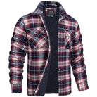 veste homme col chemise carreaux matelassée en rouge