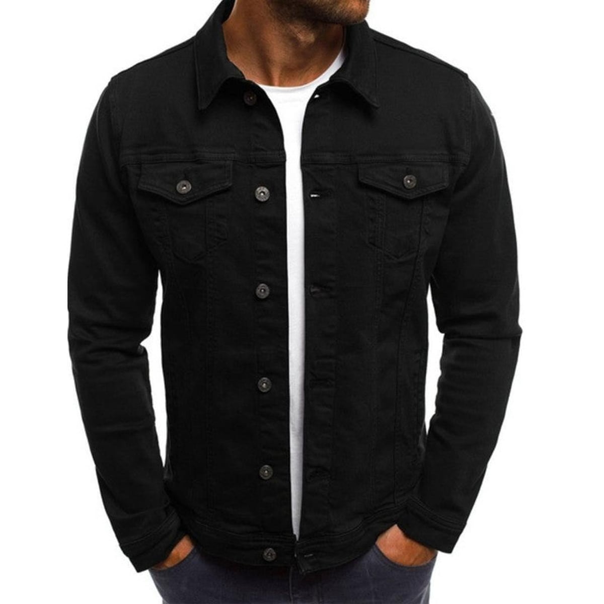 veste homme col chemise coupe droite en noir