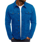veste homme col chemise coupe droite en bleu