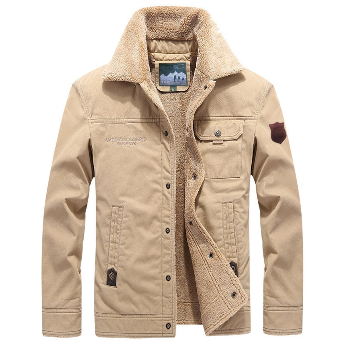 veste homme col montant à pressions beige