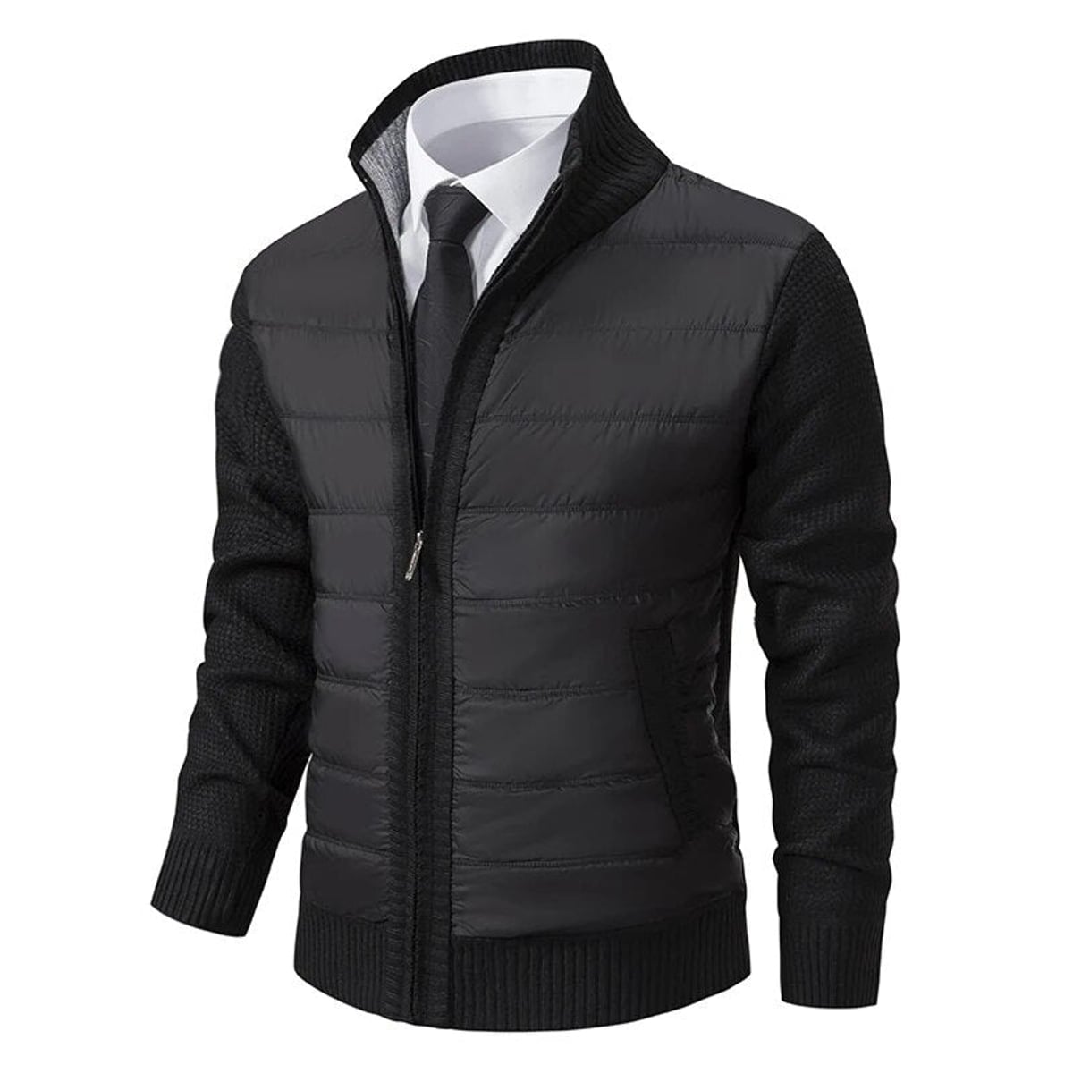 veste homme col montant coupe droite en noir