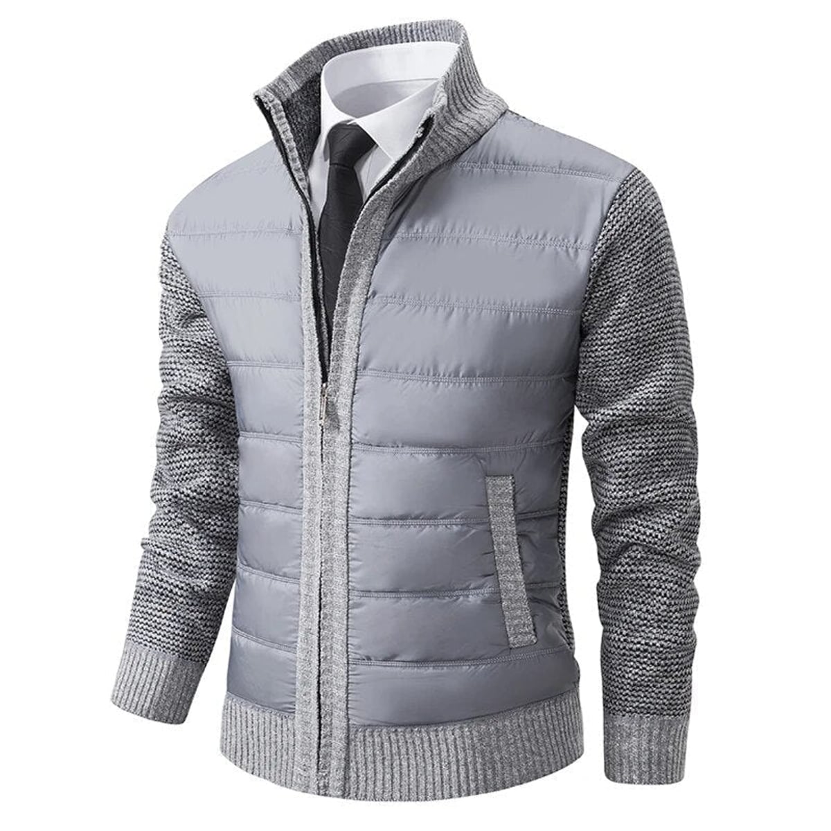 veste homme col montant coupe droite en gris clair