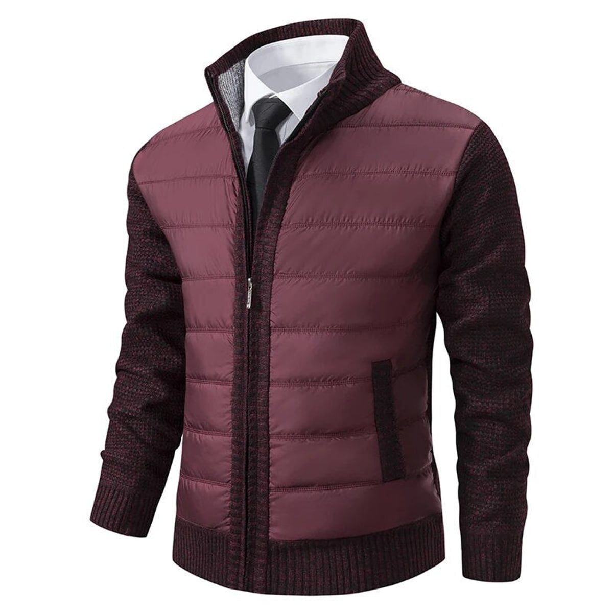 veste homme col montant coupe droite en bordeaux