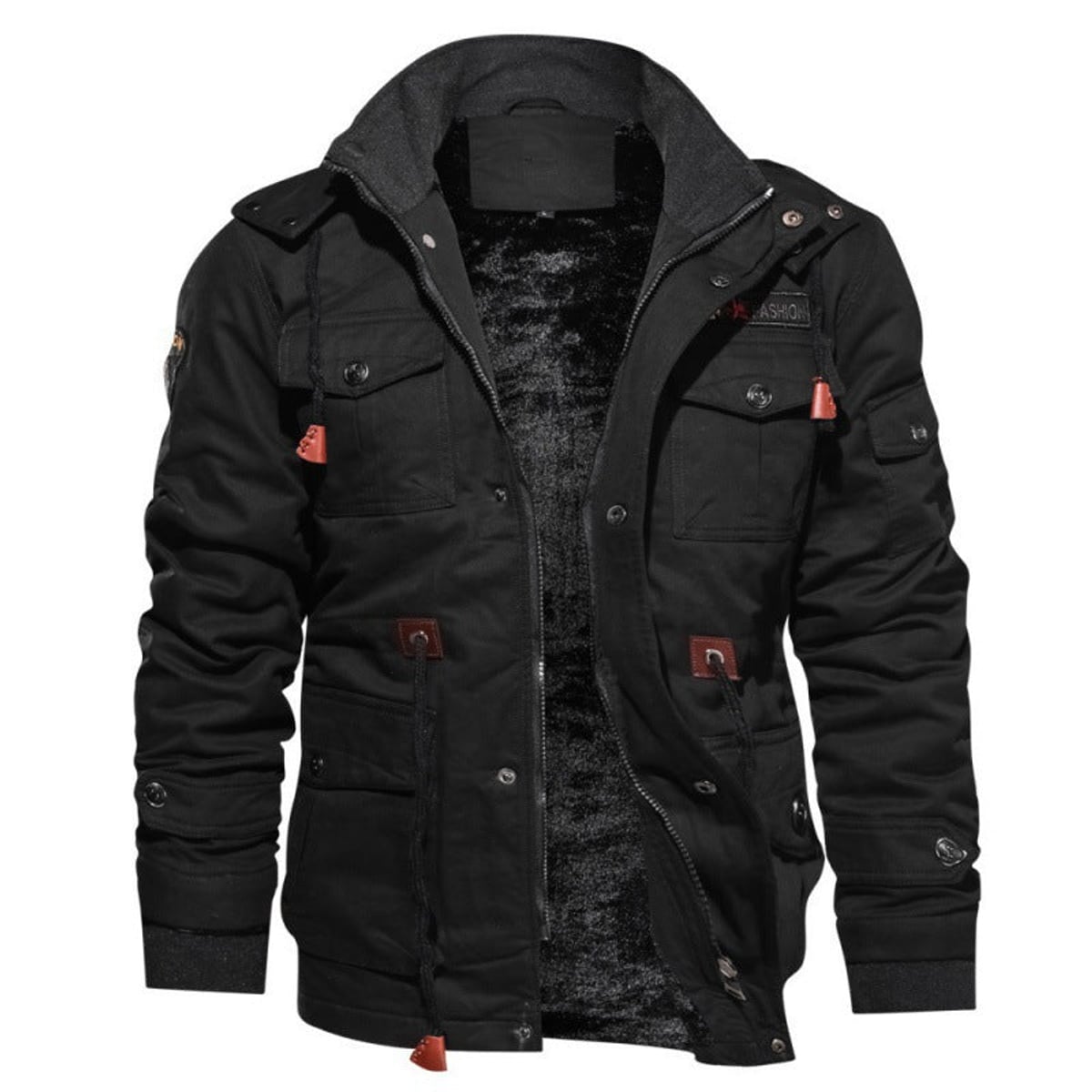veste homme col montant coupe droite — schwarz 