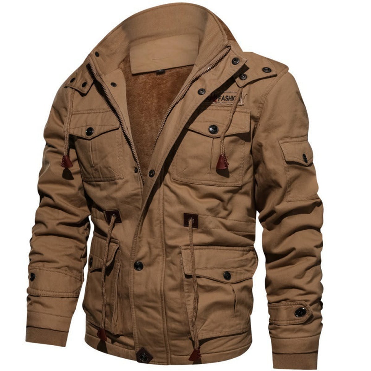 veste homme col montant coupe droite —khaki en kaki