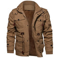 veste homme col montant multi-poches doublée en marron
