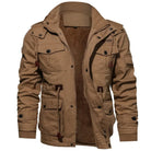 veste homme col montant multi-poches doublée en marron