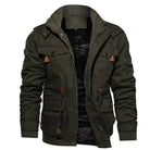 veste homme col montant multi-poches doublée en vert olive