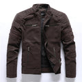 veste homme col montant style biker en marron