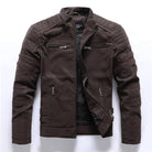 veste homme col montant style biker en marron