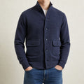 veste homme col montant tricot polyester simple boutonnage en marine