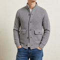 veste homme col montant tricot polyester simple boutonnage en gris