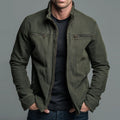 veste homme col montant zip moto en vert militaire