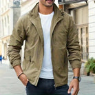 veste homme col montant zippée en kaki