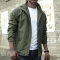 veste homme col montant zippée en vert