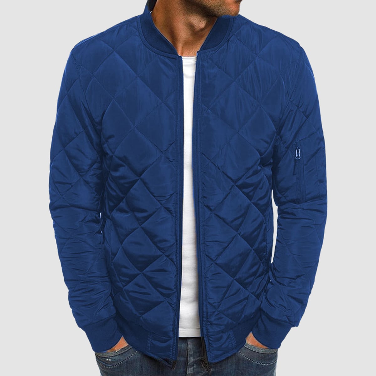veste homme col revers zippée bleu marine