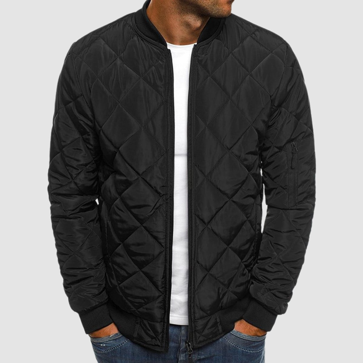 veste homme col revers zippée en noir