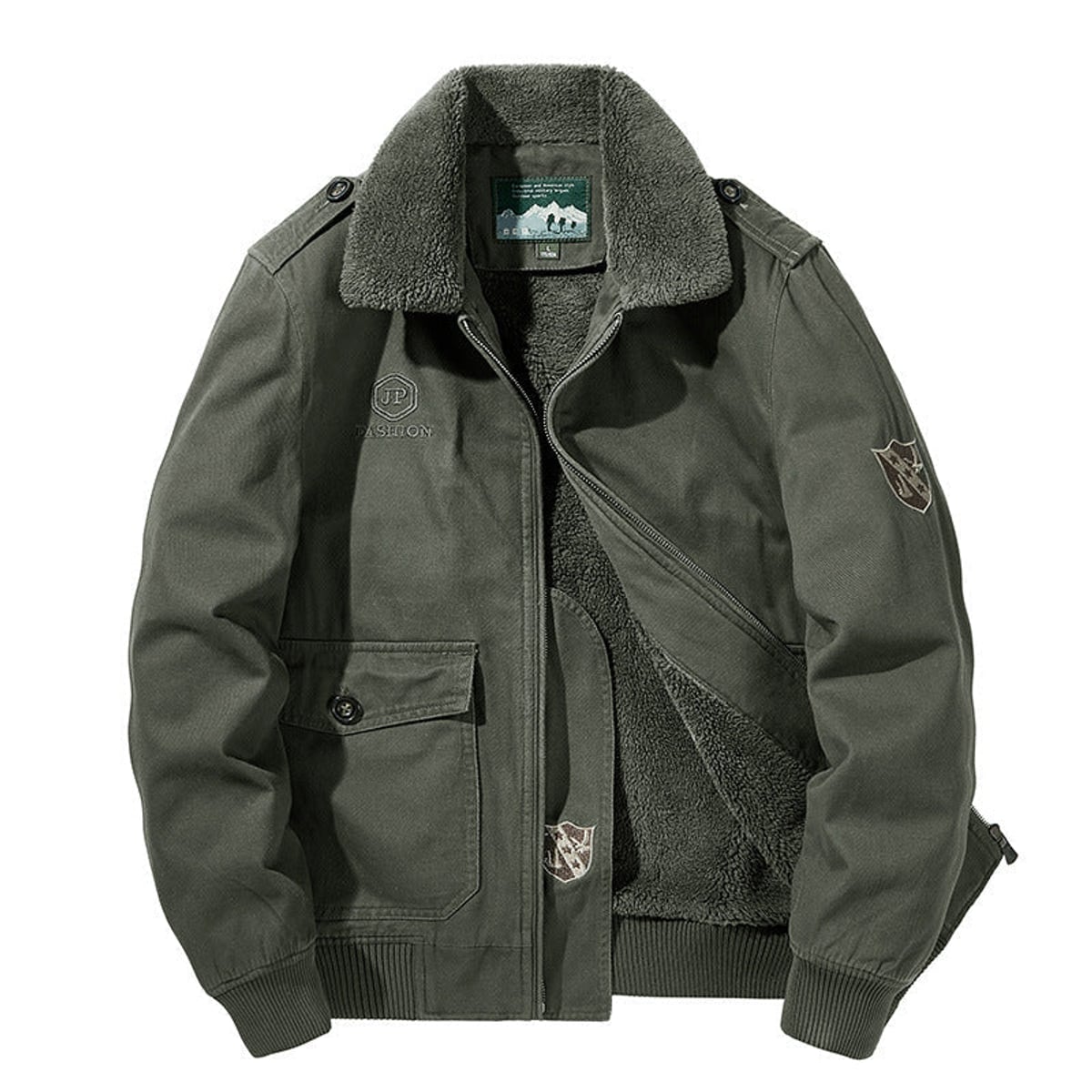 veste homme coupe ajustée poches et boutons vert olive