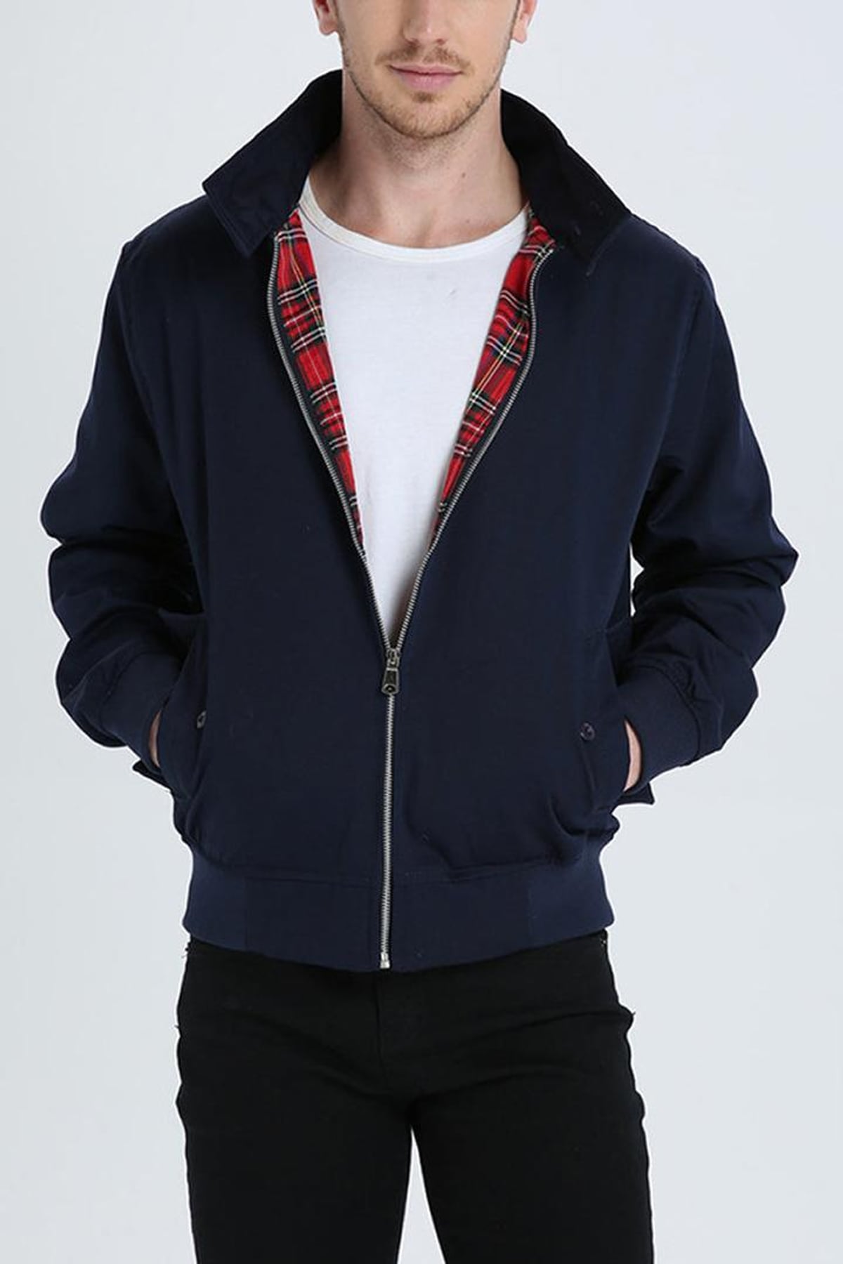 veste homme coupe droite col chemise en bleu marine