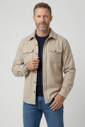 veste homme coupe overshirt col structuré en beige