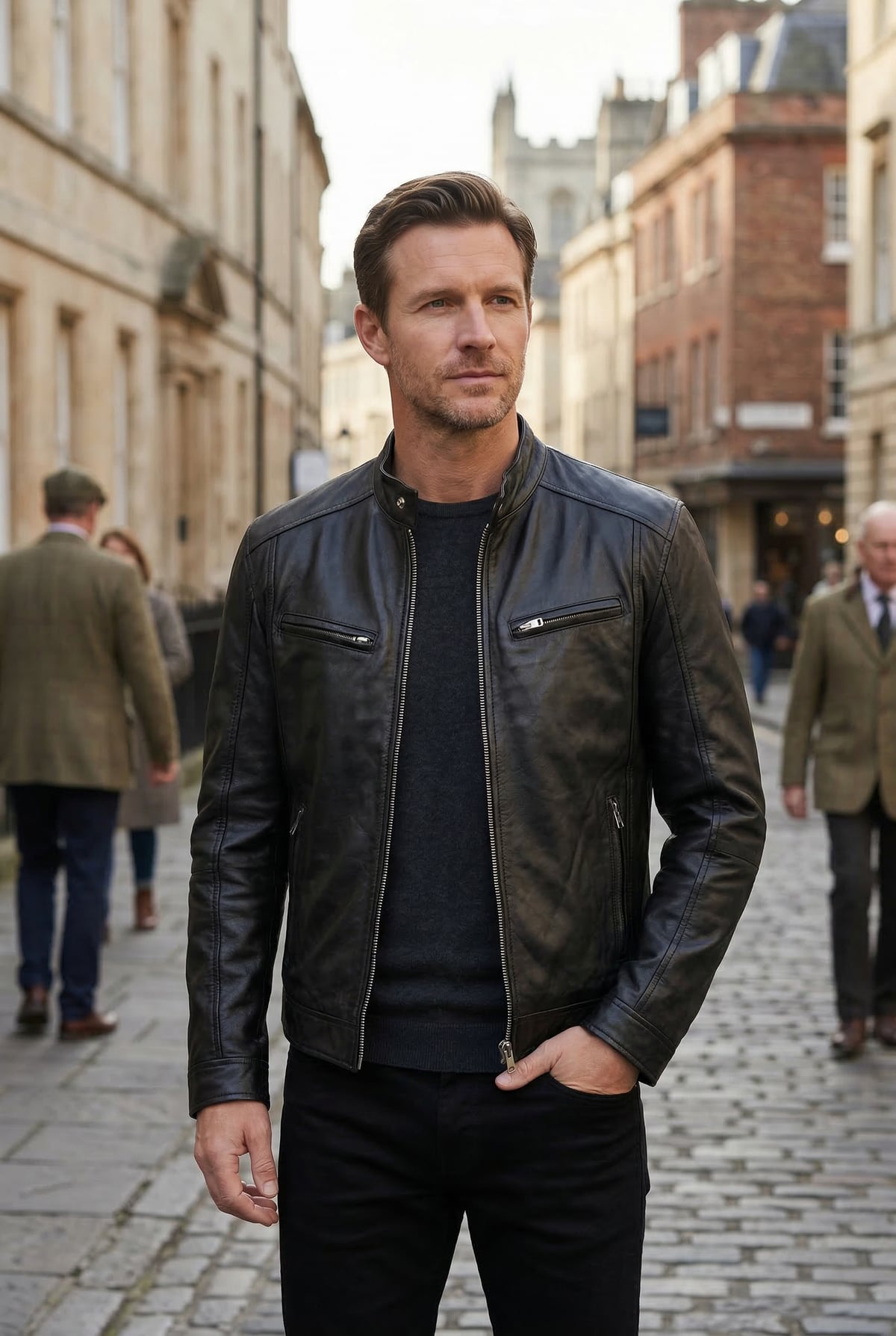 veste homme effet cuir multi-poches zippées