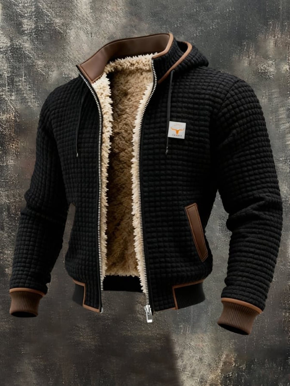 veste homme manches longues poches zippées en noir