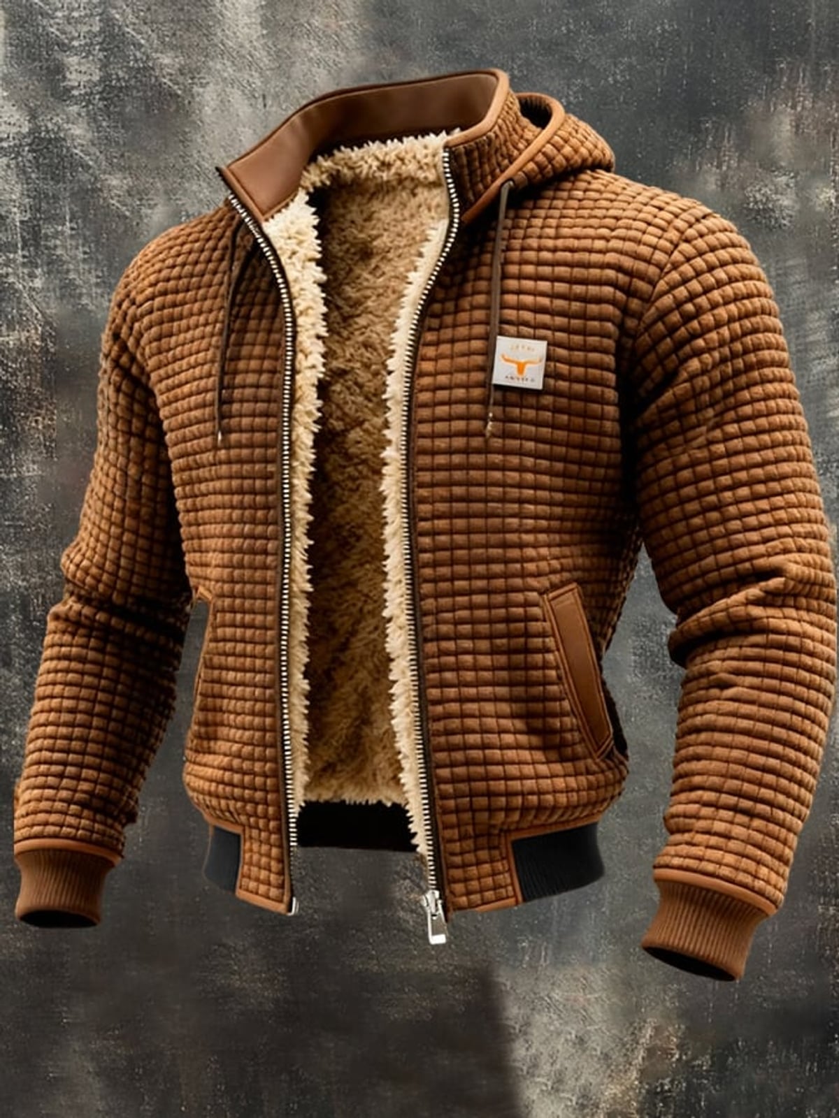 veste homme manches longues poches zippées en marron