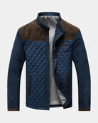 veste homme matelassée col montant empiècements en marron