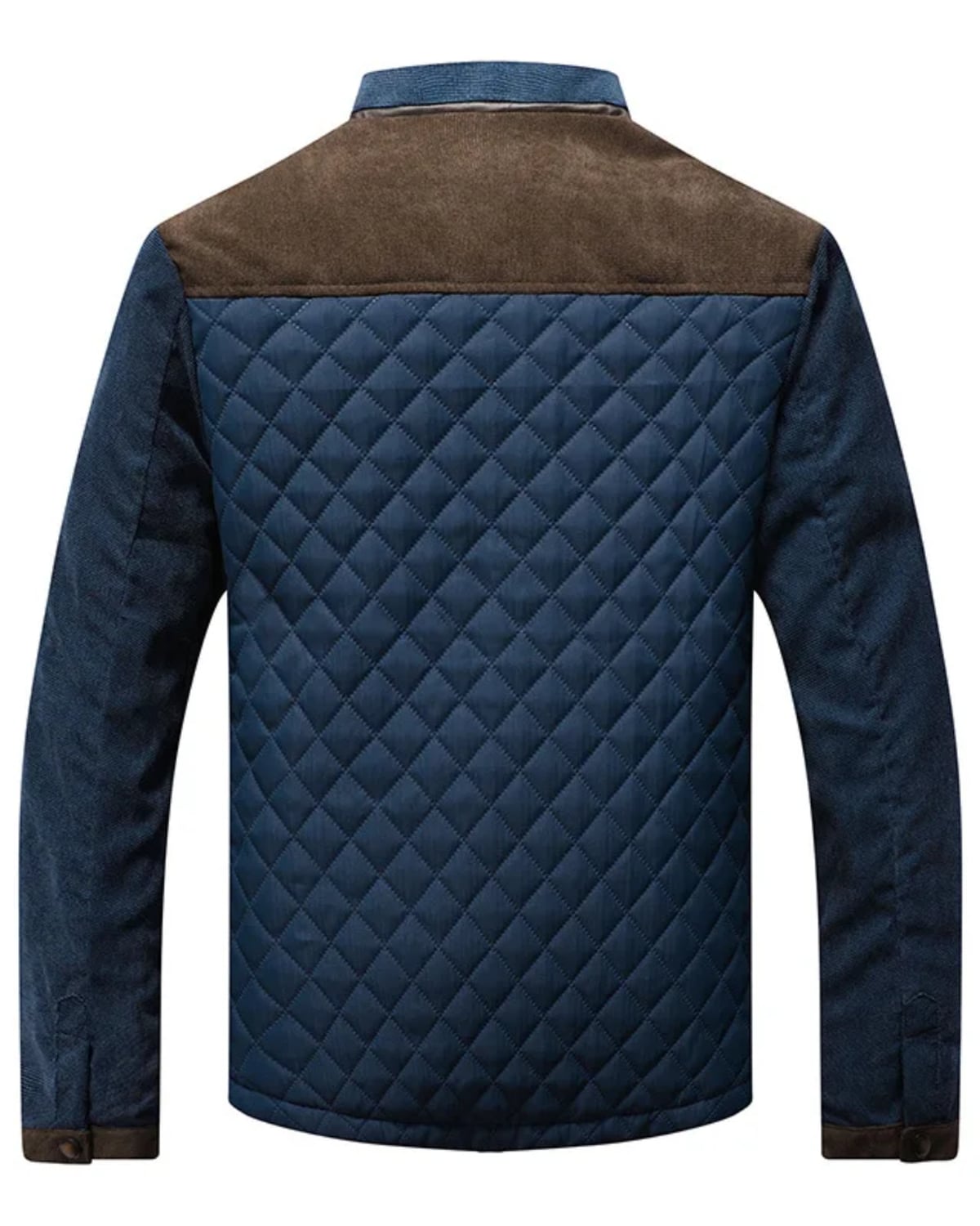 veste homme matelassée col montant empiècements en marron