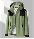 veste homme mi-saison à capuche zippée en vert sauge