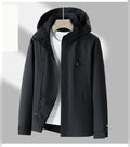 veste homme mi-saison à capuche zippée en noir