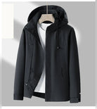veste homme mi-saison à capuche zippée en noir
