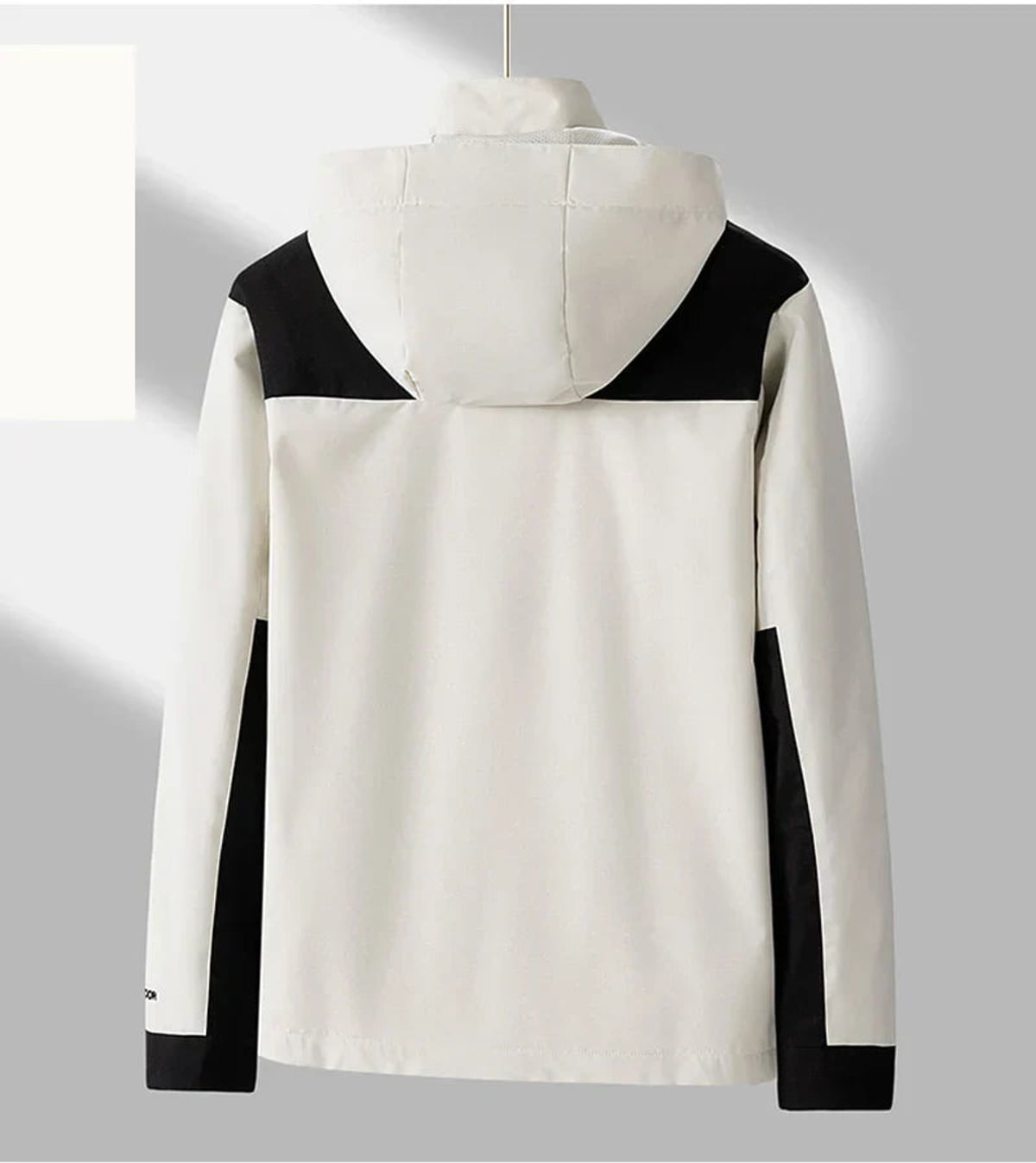 veste homme mi-saison à capuche zippée en blanc cassé