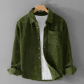 veste homme mi-saison coupe droite velours côtelé en vert