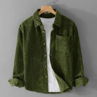 veste homme mi-saison coupe droite velours côtelé en vert