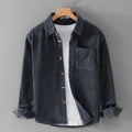 veste homme mi-saison coupe droite velours côtelé en bleu marine