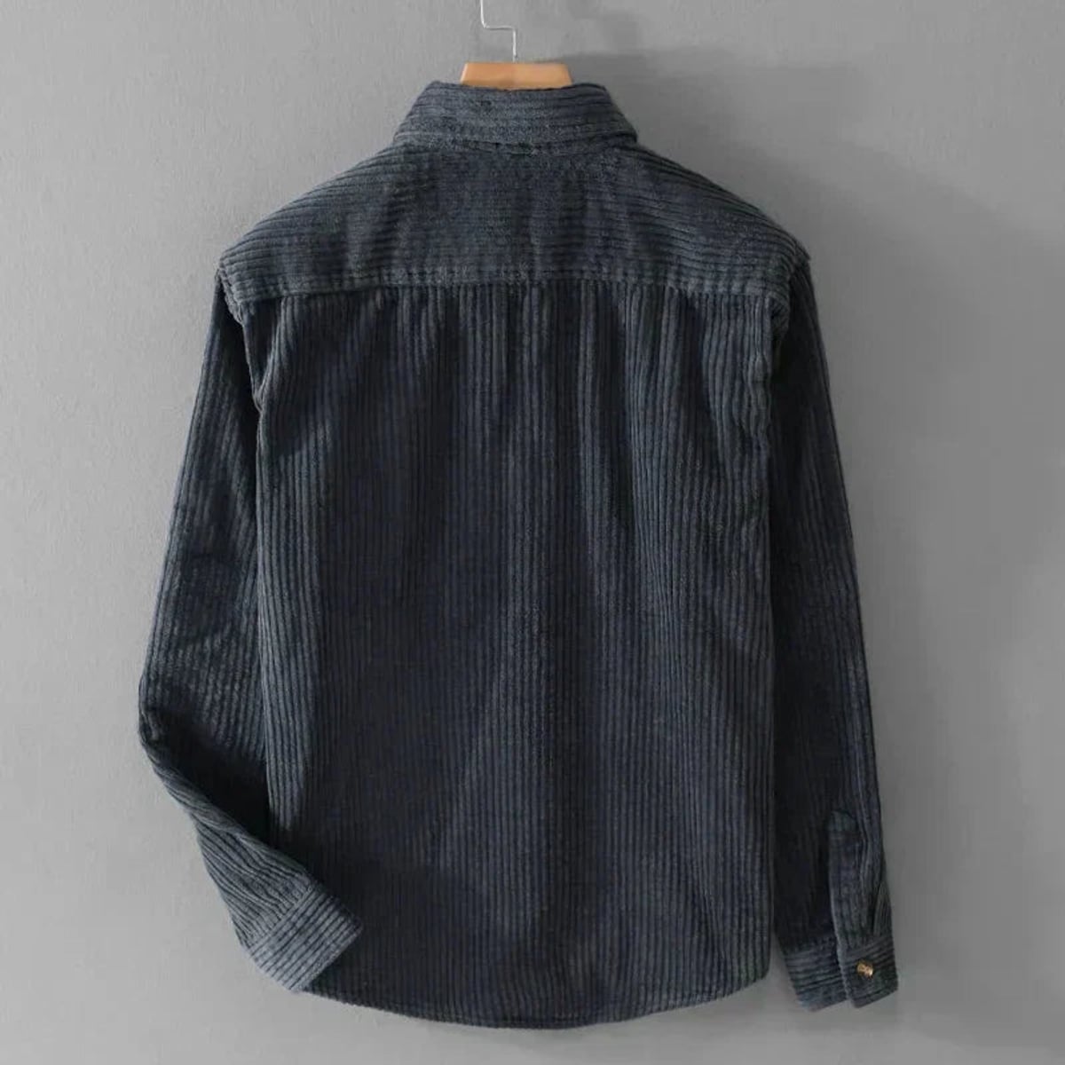 veste homme mi-saison coupe droite velours côtelé en bleu marine