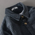 veste homme mi-saison coupe droite velours côtelé en bleu marine
