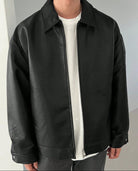veste homme oversize col chemise zippée en noir