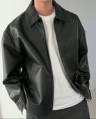 veste homme oversize col chemise zippée en noir