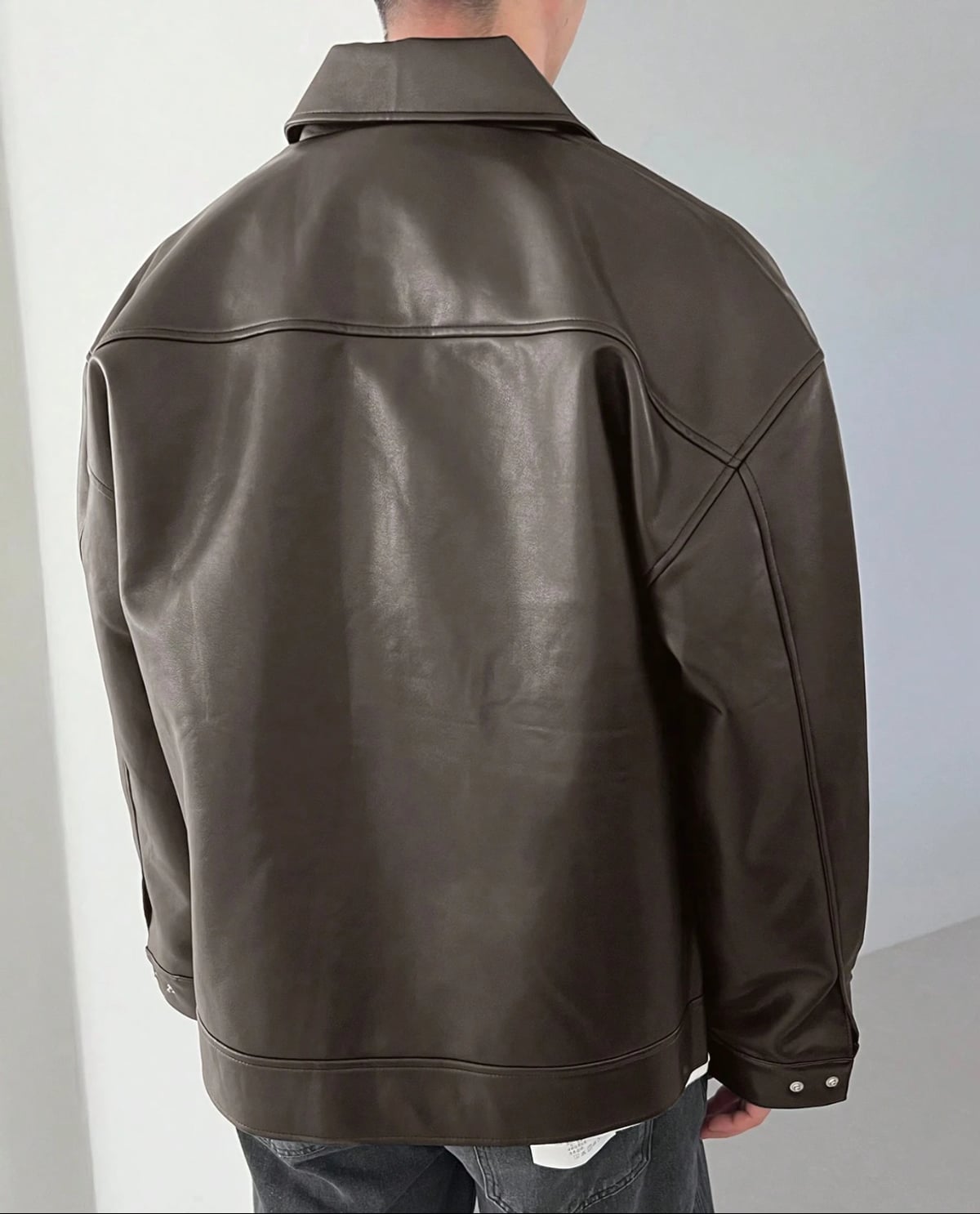 veste homme oversize col chemise zippée en marron