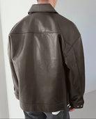 veste homme oversize col chemise zippée en marron