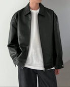 veste homme oversize col chemise zippée en noir