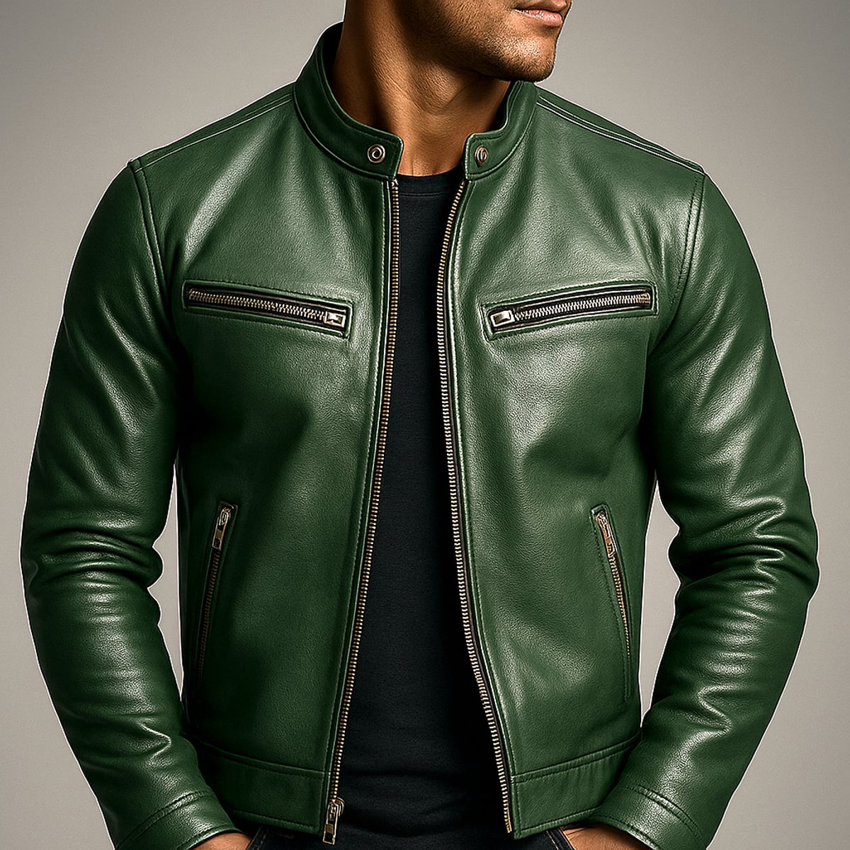 veste homme style vintage coupe droite en vert