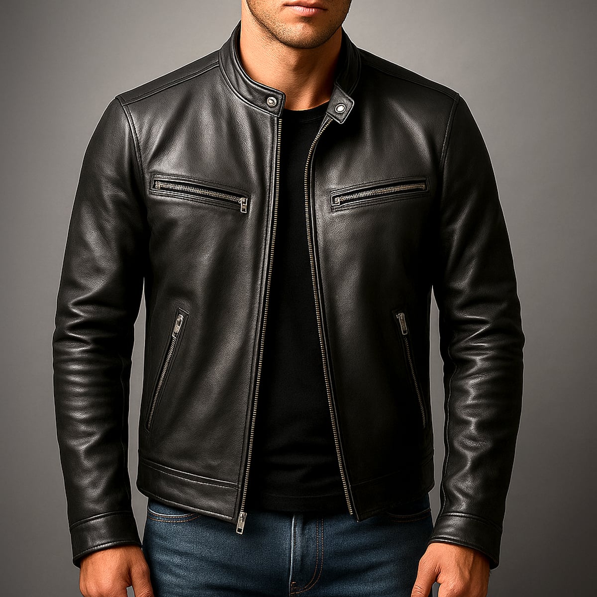 veste homme style vintage coupe droite en noir